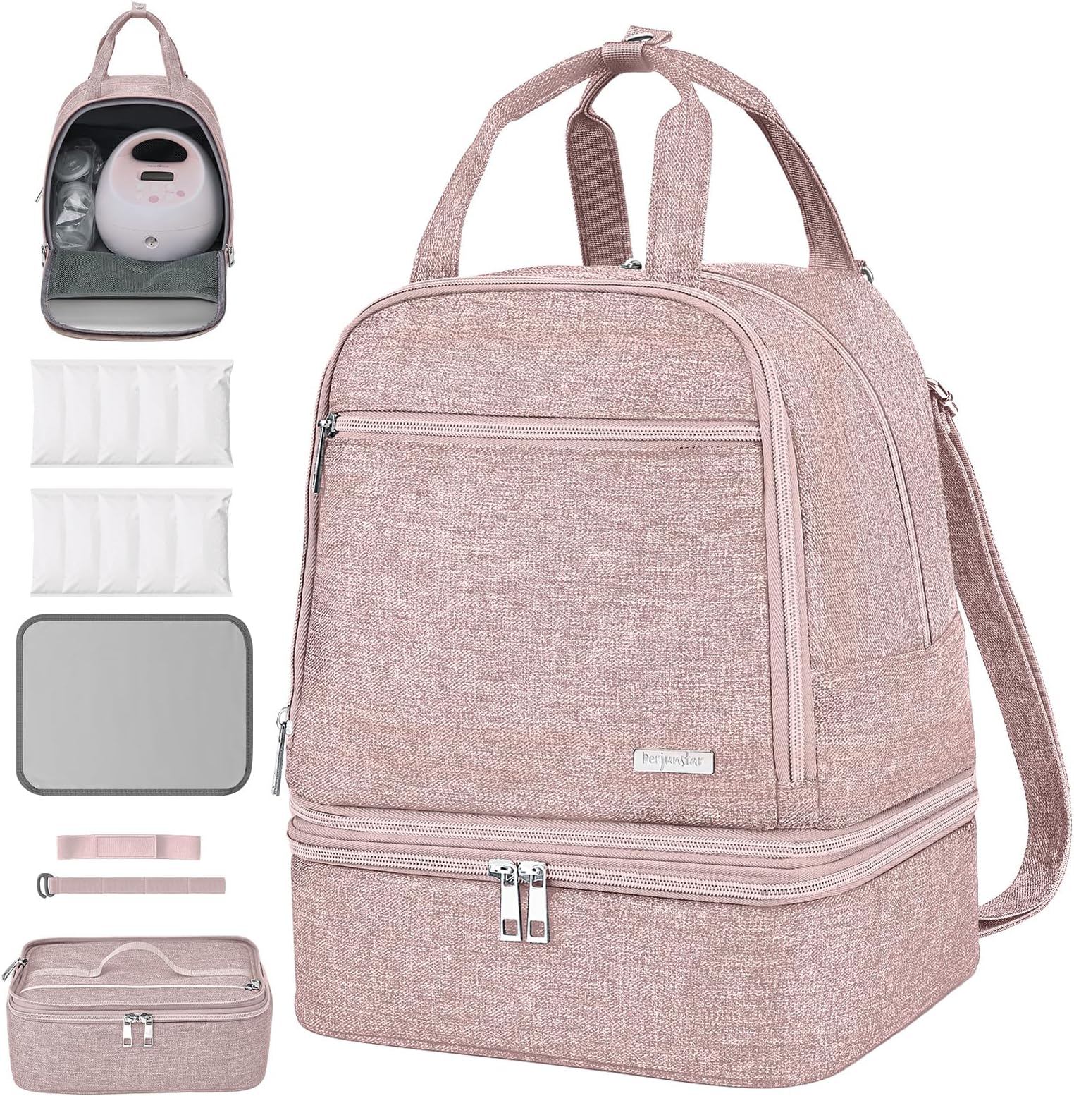 DERJUNSTAR Breast Pump Backpack, Breast Pump Bag for Mom