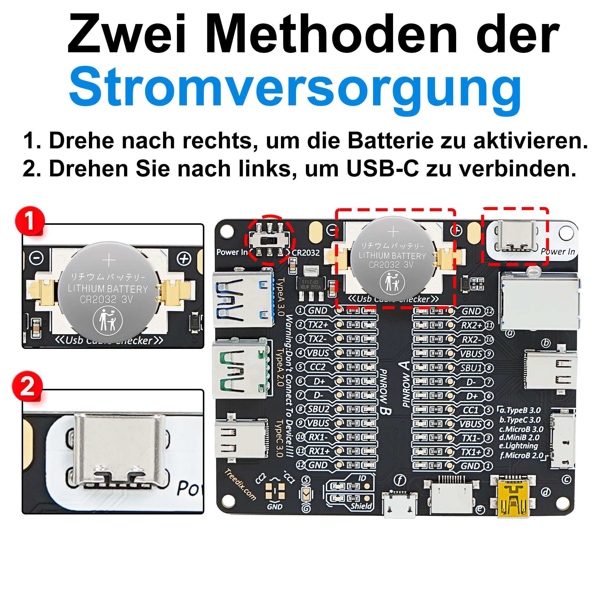 Treedix usb Tester - Płytka Kontrolna do Testowania Kabli