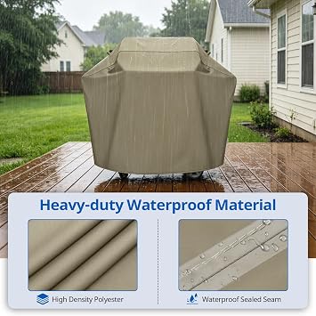 SunPatio 48 Inch Heavy Duty Waterproof Outdoor Grill Cover, Taupe