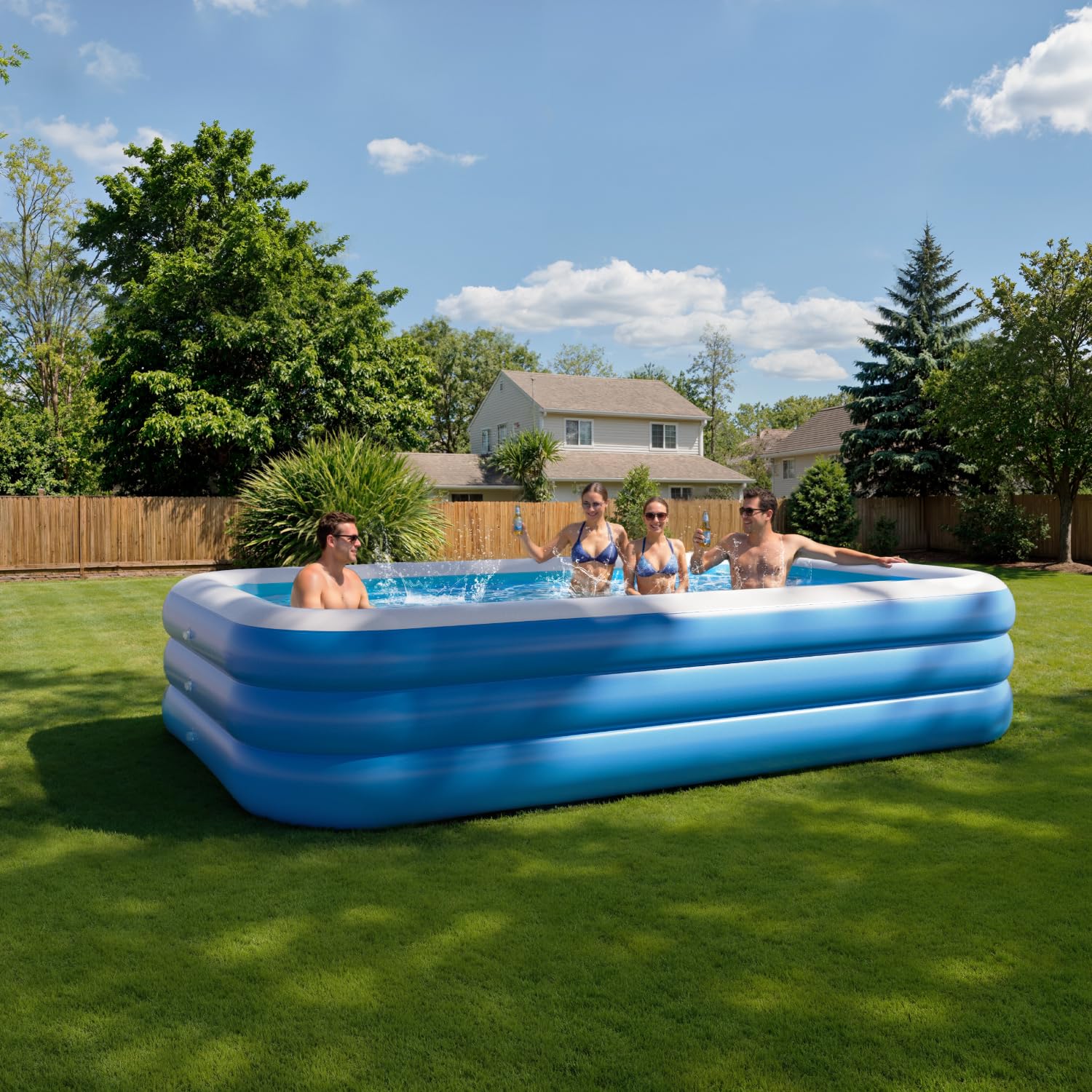Piscina gonfiabile per adulti, piscina rettangolare per famiglie, 292,1 x 172,7 x 55,9 cm