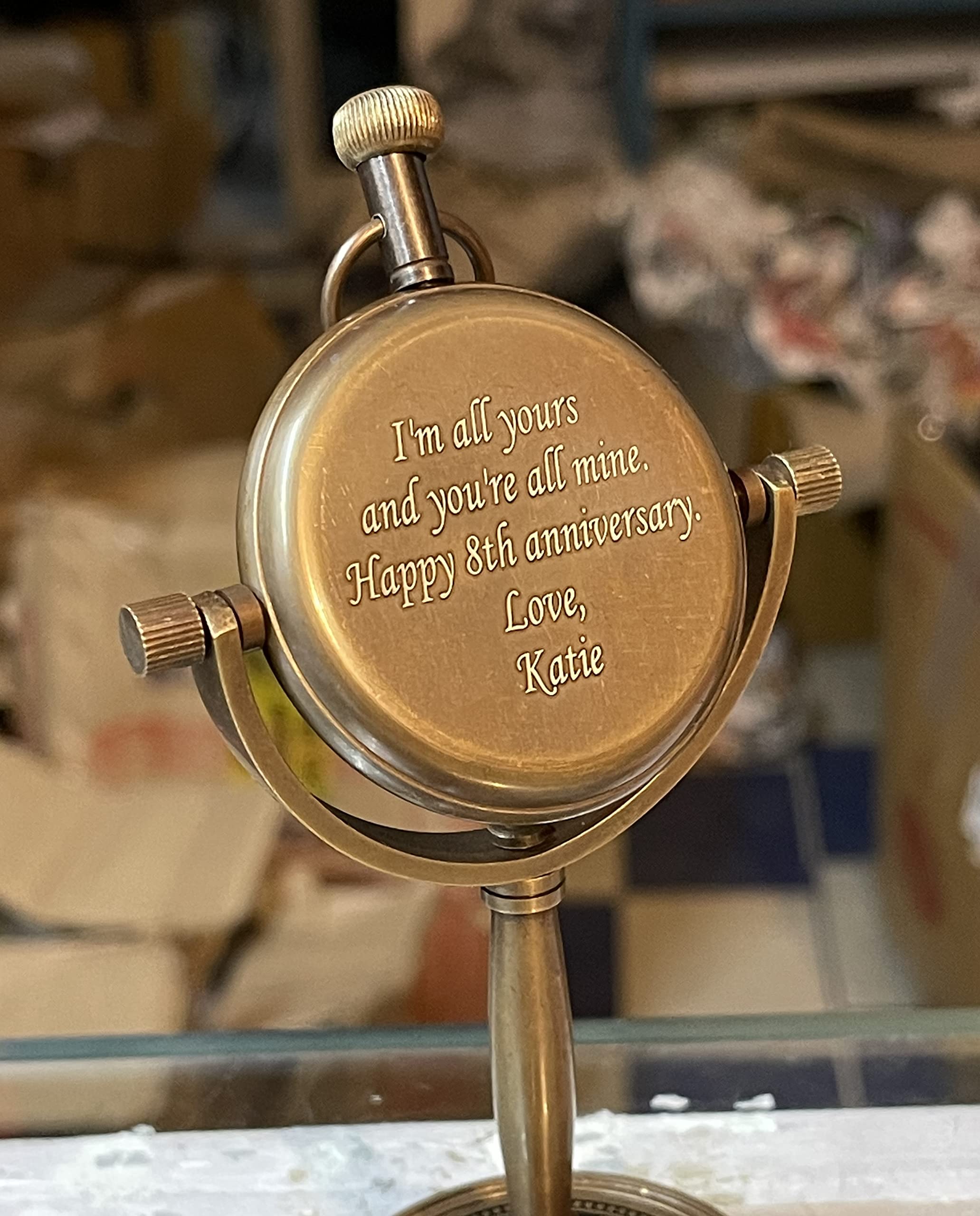 Orologio da scrivania in ottone antico, analogico, personalizzato, con incisione, regalo promozionale per pensionamento, regalo per uomini e donne (ottone anticato)