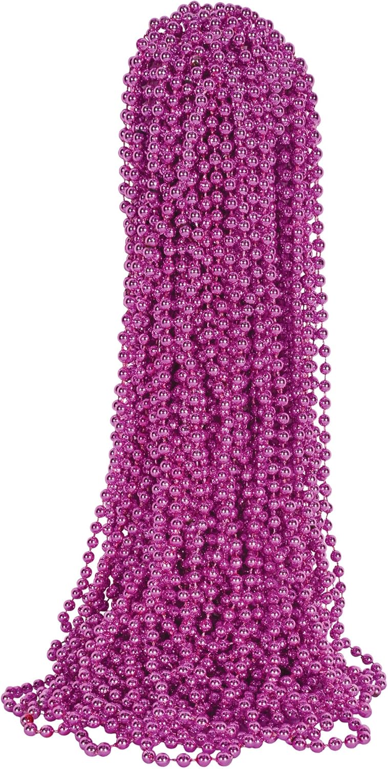 Beistle Gold Party Beads – 50 Pack, Bulk Plastic Bead Necklaces, Lightweight Costume Accessories for Mardi Gras, New Year’s Eve, Themed Parties, Stage Styling, Photo Booth Props & Event Décor, 33”