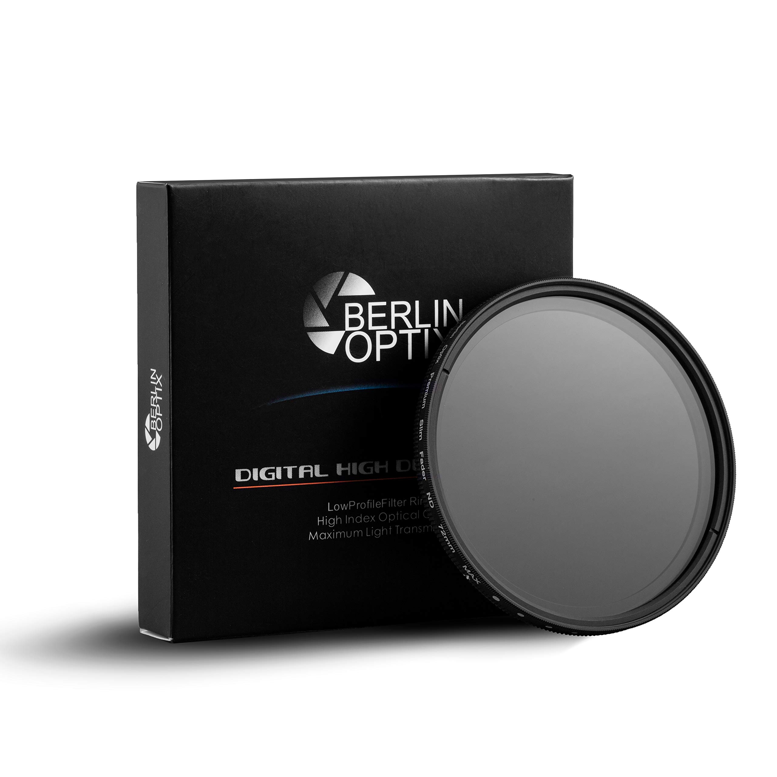 Berlin OptixVariable ND Filter 55 mm ∙ ND2 400 Grey Filter 55 mm ∙ Effectively absorbs incident light ∙ Perfect for landscape photography and architecture shots