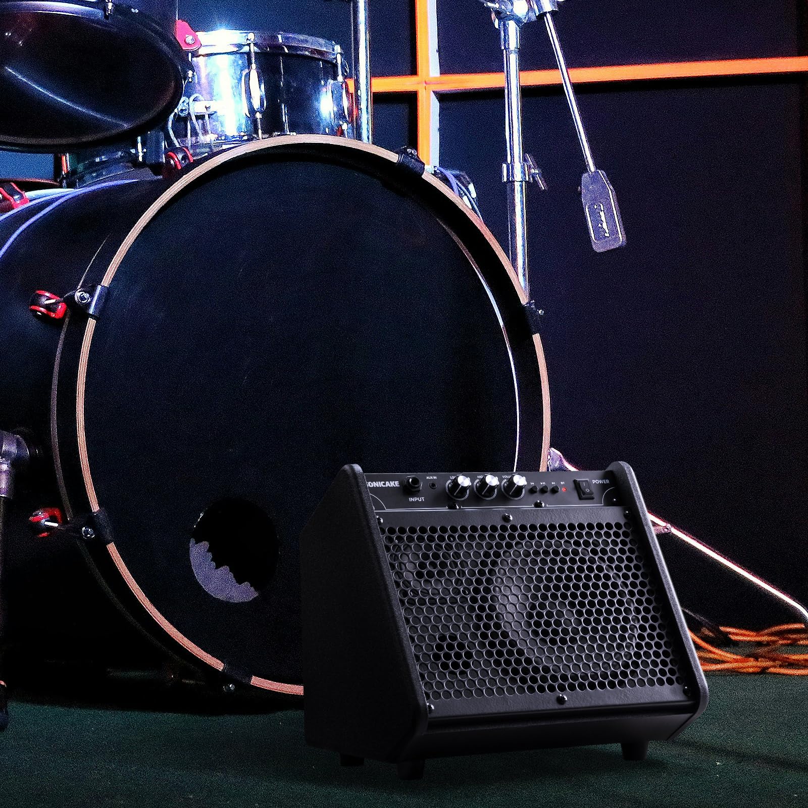 SONICAKE Amplificatore per Batteria Elettronica 20W Casse Bluetooth Portatili con Doppio Driver