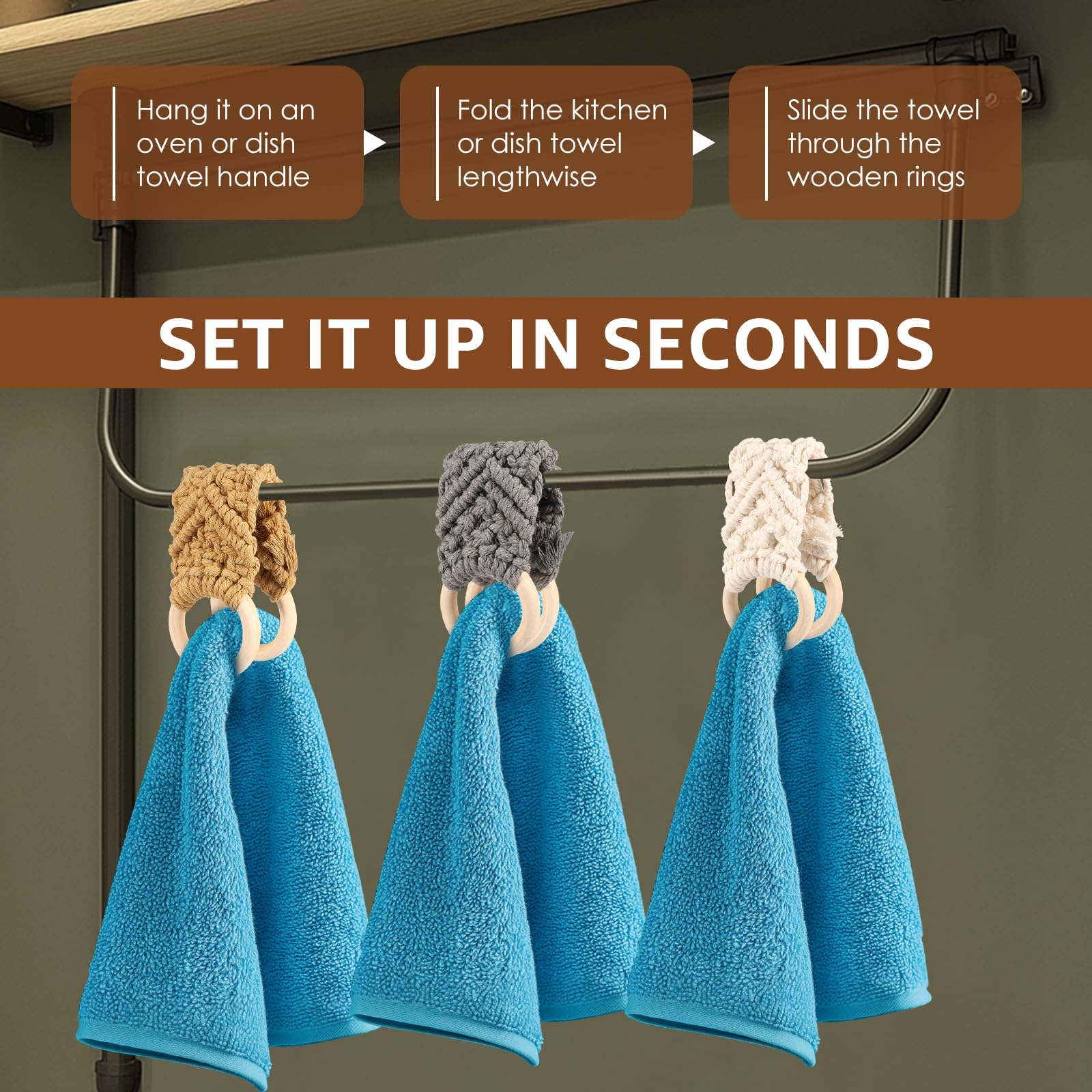 Lot De 3 Porte-torchons De Cuisine à Suspendre (crochet Fait à La