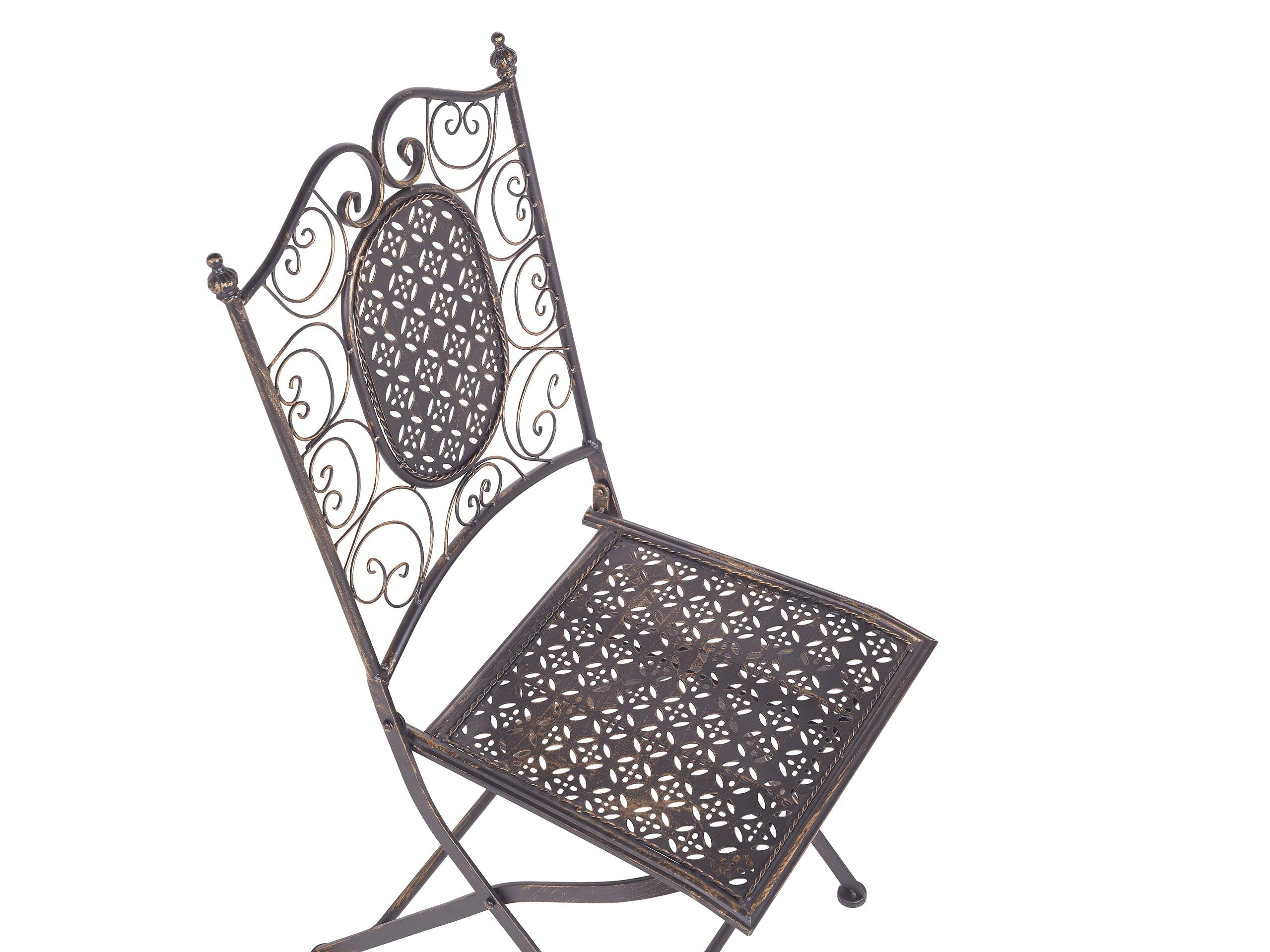 Beliani Gartenstuhl 2er Set Metall schwarz Antik-Optik klappbar romantischer Stil Borimo