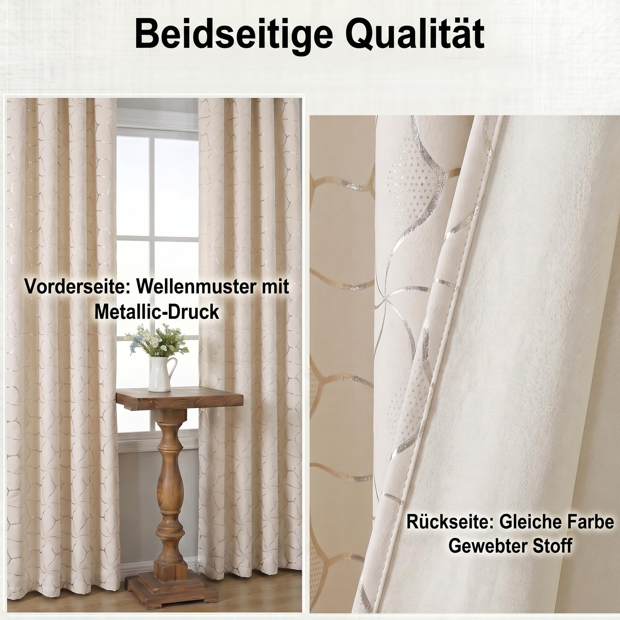Cremeweiß Samtvorhang 2er Set mit Ösen, H 200 x B 140 cm, weich samtige Polyester Gardinen 75-80% verdunkelnd, goldfarbenes Gittermuster für Wohnzimmer Esszimmer Büro Fensterdeko