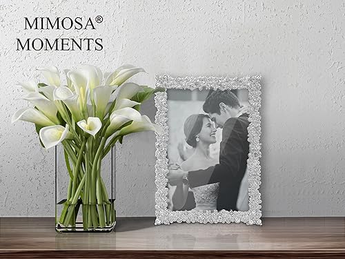 Miniatura 5 de MIMOSA MOMENTS Marco de fotos plateado con diamantes de imitación, marco de fotos Tabelop horizontal o vertical de 4 x 6 pulgadas, escritorio, boda,