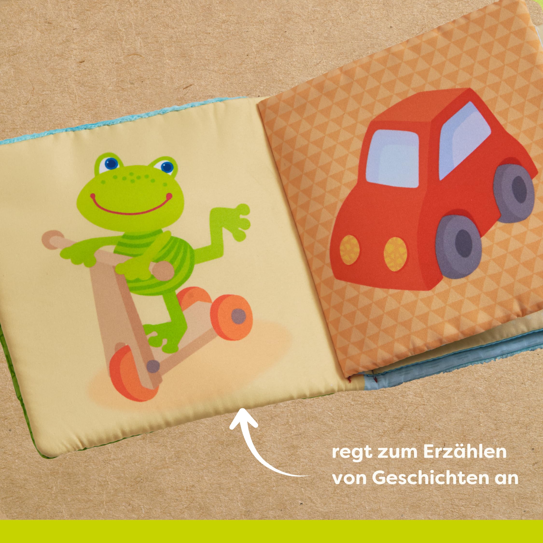 HABA Livre Grenouille Magique – Livre en Tissu avec Effets Miroir & Textures, Jeu Doux pour bébés dès 6 Mois, stimule Sens et motricité – 1302097001