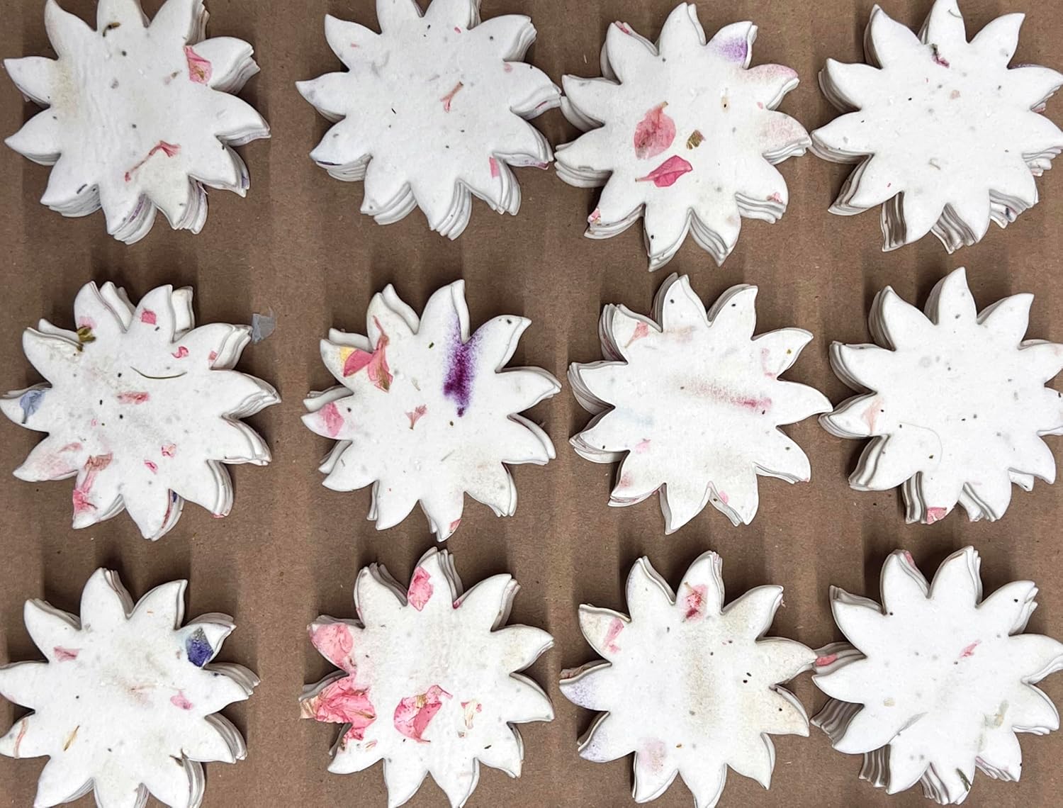 Of The Earth Handmade Paper - Wildflower Seed Paper Flower Shapes - 2" X 2" - Set of 96 (17s Pink Recycled)