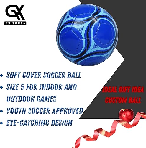 Miniatura 3 de Balón de fútbol, tamaño 5, cubierta duradera, entrenamientopartido. Colores brillantes azulnegro. Alta visibilidad.