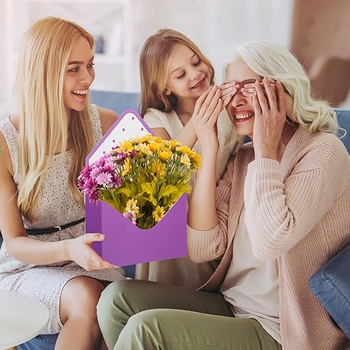 Miniatura 6 de 4 juegos de cajas de sobres de ramo de floristas con bloques de espuma floral caja de regalo de papel para el día de San Valentín día de la madre