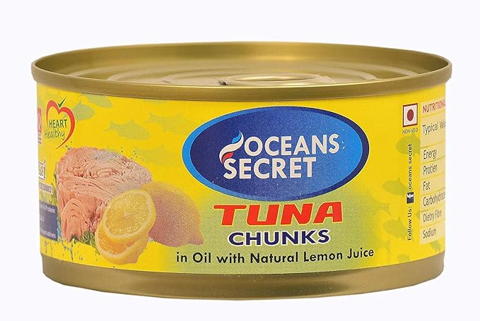 Oceans Secret Canned Tuna Chunks in Oil with Natural Lemon Juice,, ( 180 g ) (Pack of 4)
