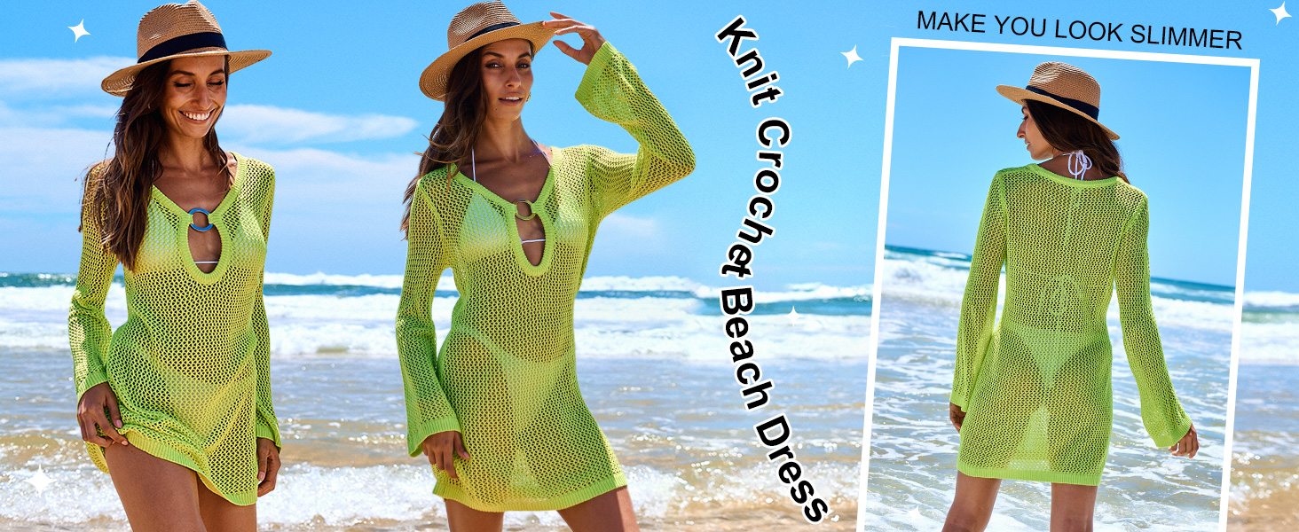 ANRABESS Women Beach Crochet Cover Ups Summer Knit Swimwear Mesh Bathing  Suit Hollow Out Dress 2026 Vacation Swimsuit Army Green at Amazon Women's  Clothing store