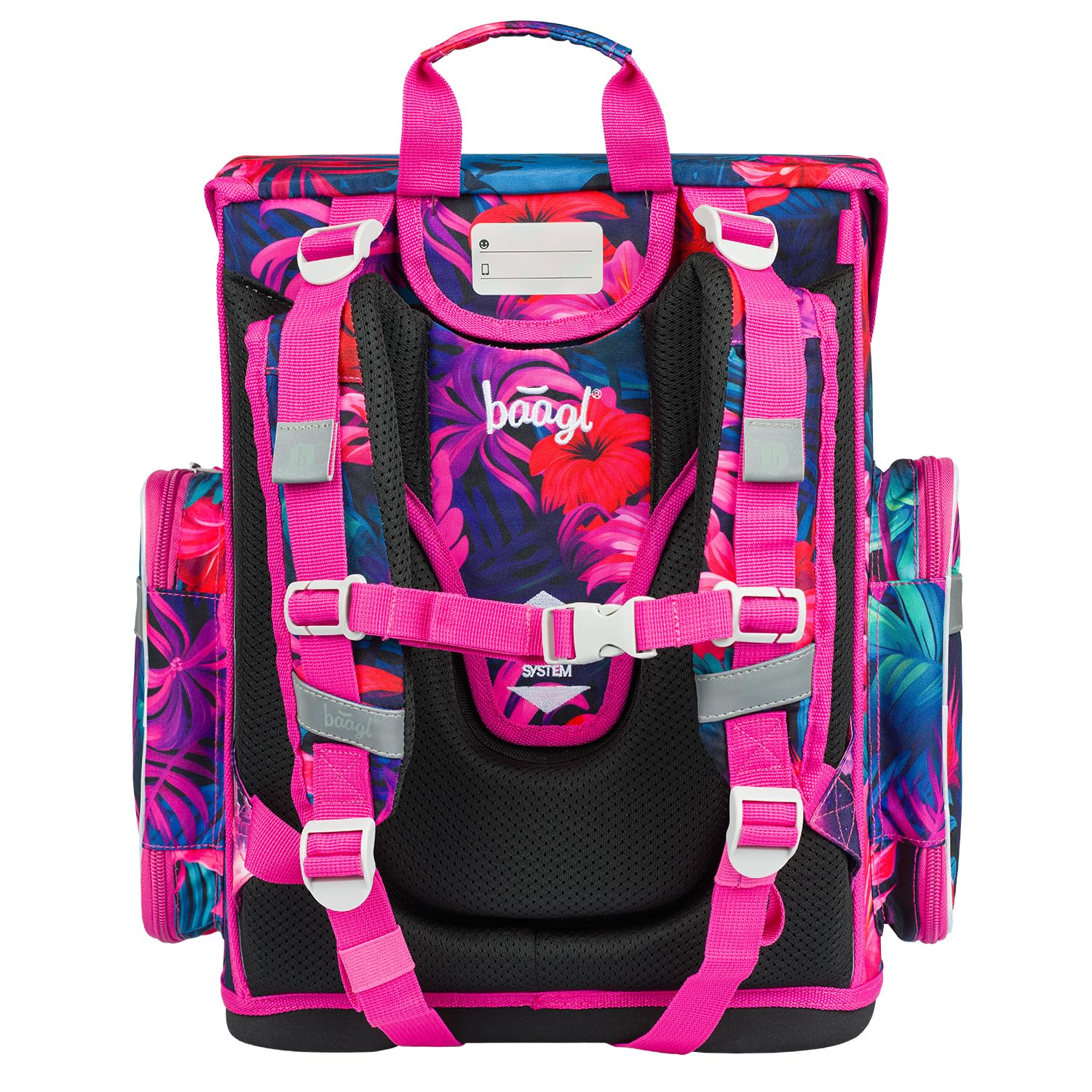 Baagl Juego de 3 mochilas escolares Ergo para 1ª clase, mochila ergonómica para escuela primaria con correa para el pecho, Flamingos, Juego de mochila escolar