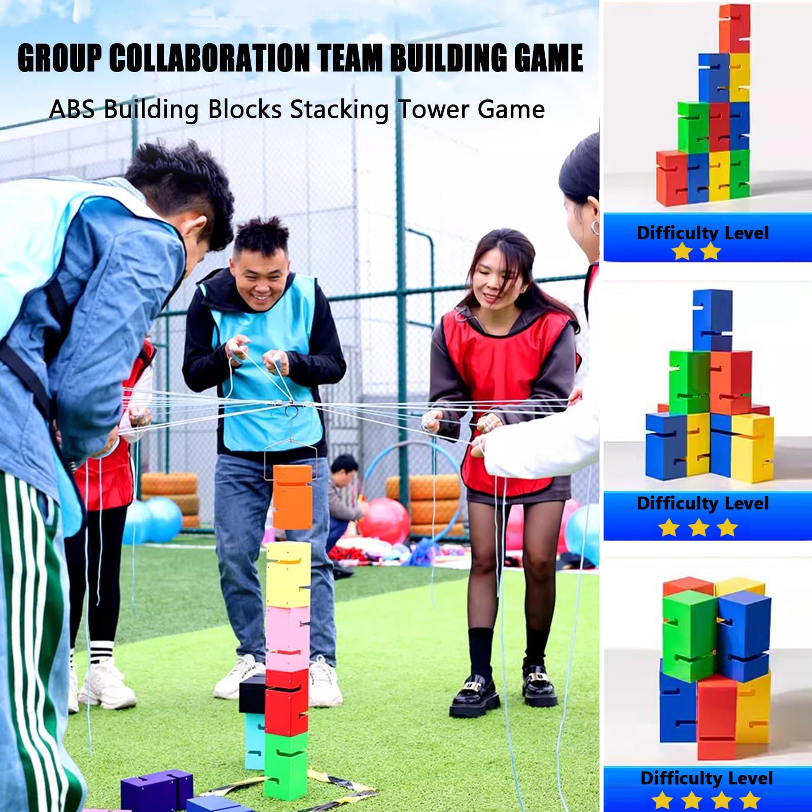 Teamwork-Spiele Team-Bausteinturmspiel for Outdoor-Aktivitäten, Gruppen-Zusammenarbeitsspiel Zur Verbesserung Der Teamzusammenarbeit Und -fähigkeiten(5PCS)