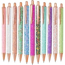 jiebor 11pcs Fancy Pens Glitter Cute Fun Pretty Metal Retractable Ballpoint Pens for Women Writing Business Office Supplies Black Ink