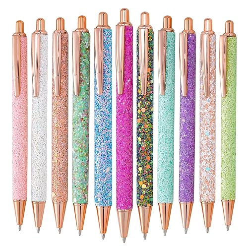 jiebor 11pcs Fancy Pens Glitter Cute Fun Pretty Metal Retractable