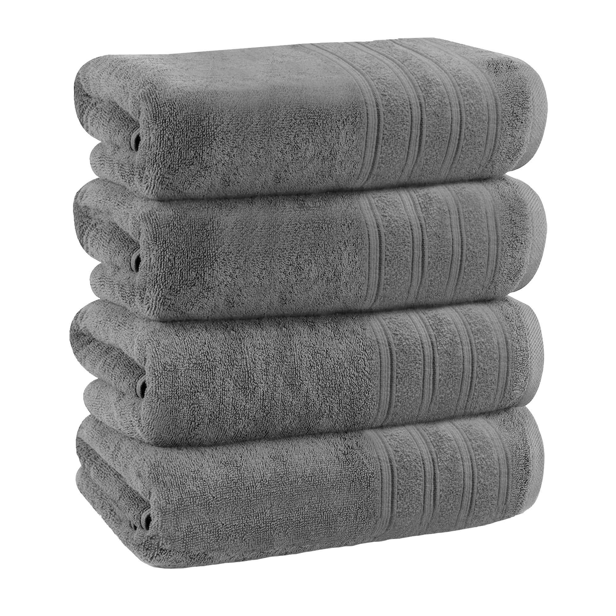 Velosso 4 Pack Hampi Bath Sheets Luxuriously Soft, Highly Absorbent 100% Combed Ring Spun Cotton, Oversized Thick Hampi Bath Sheets 80 x 140 cm, Premium Bath Sheets Spa & Hotel (Silver Grey)