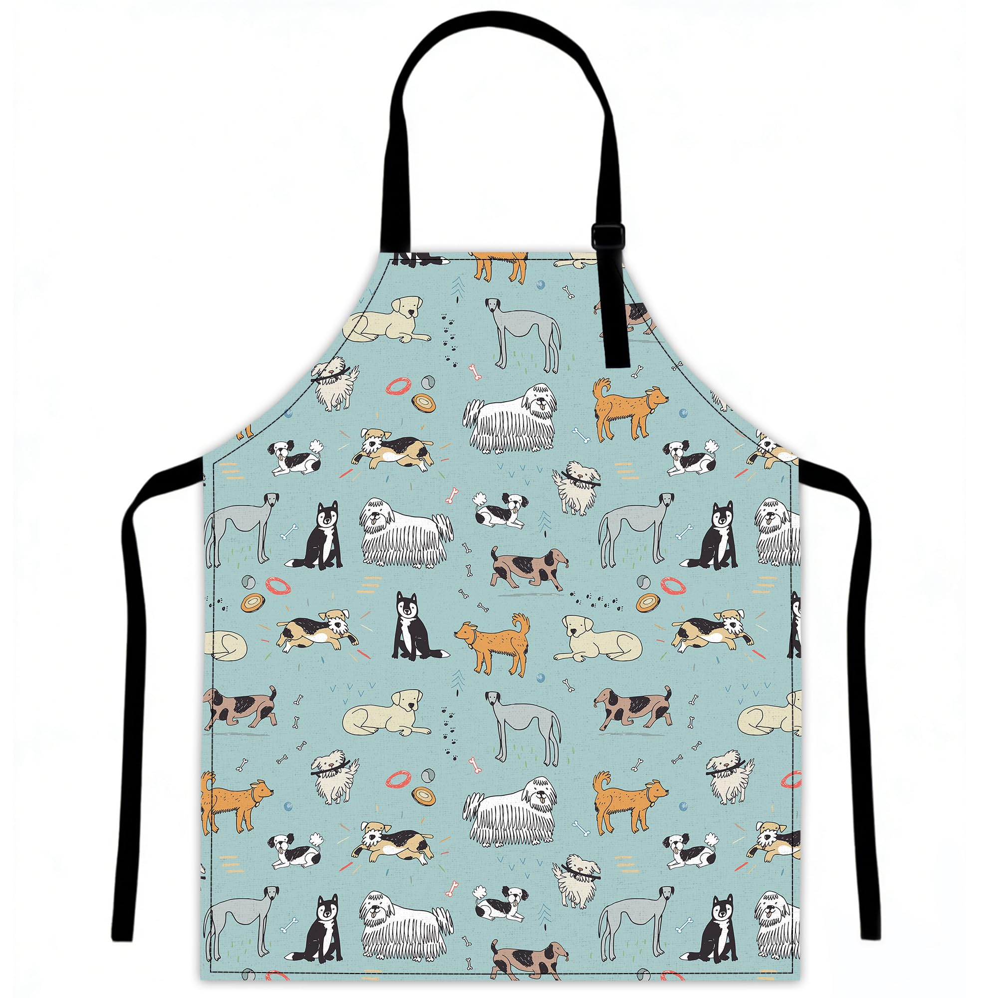 LQEBUY Kitchen Aprons Adjustable Animal Dog Paw Print Cooking Apron Bib for Women Men Chef Cooking Baking Gardening