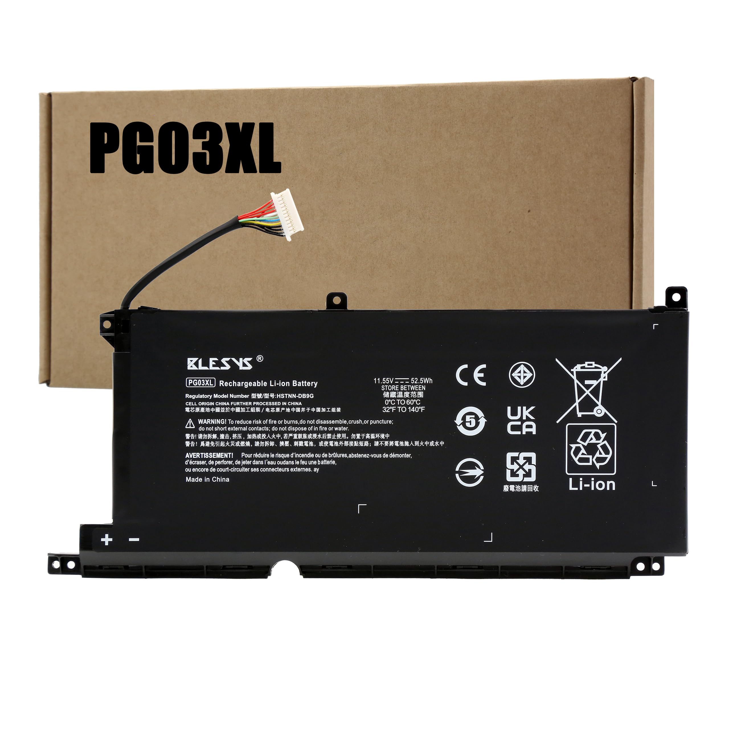 BLESYS PG03XL L48495-005 Batteria per HP Pavilion Gaming 15-DE 15-EC Laptop 11,55V 52,5Wh non è compatibile con 11,52V 65Wh