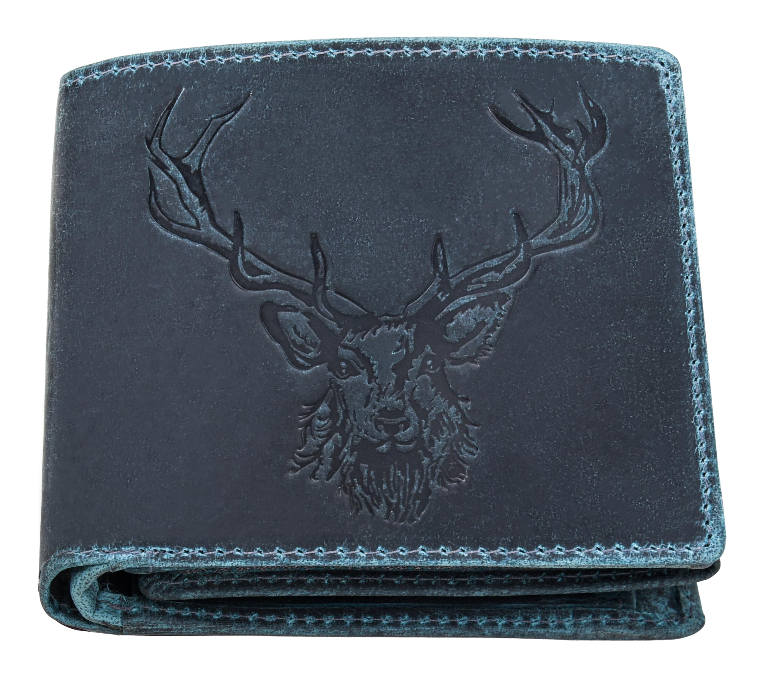 ANTONIO VALERIA Dover Vintage Blue Leather Wallet for Men
