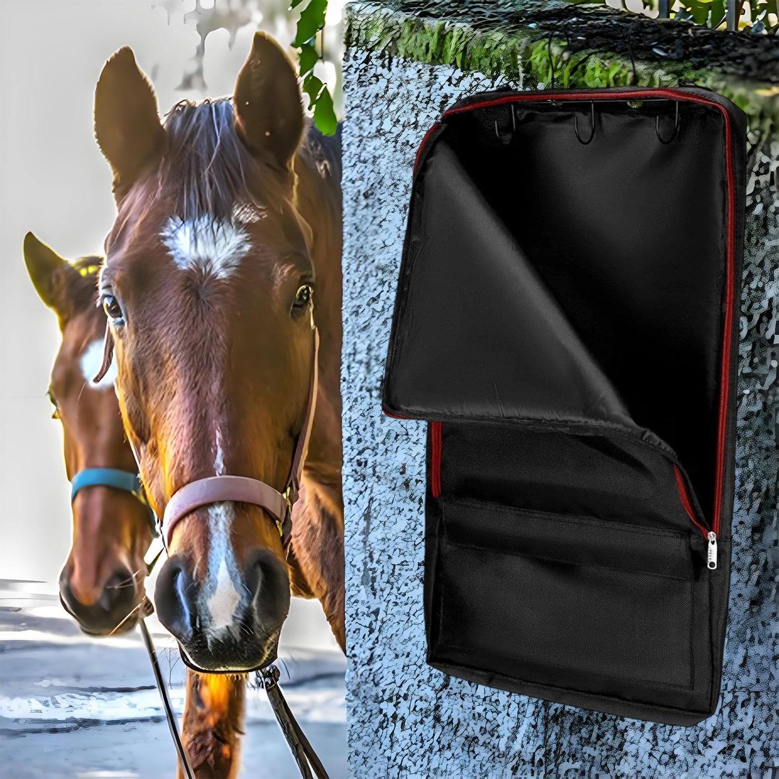perfk Bolsa para Bridas de Caballo con Ganchos, Soporte Ecuestre para Exteriores, Bolsa de Almacenamiento Colgante, de Transporte para riendas, Cuerda de