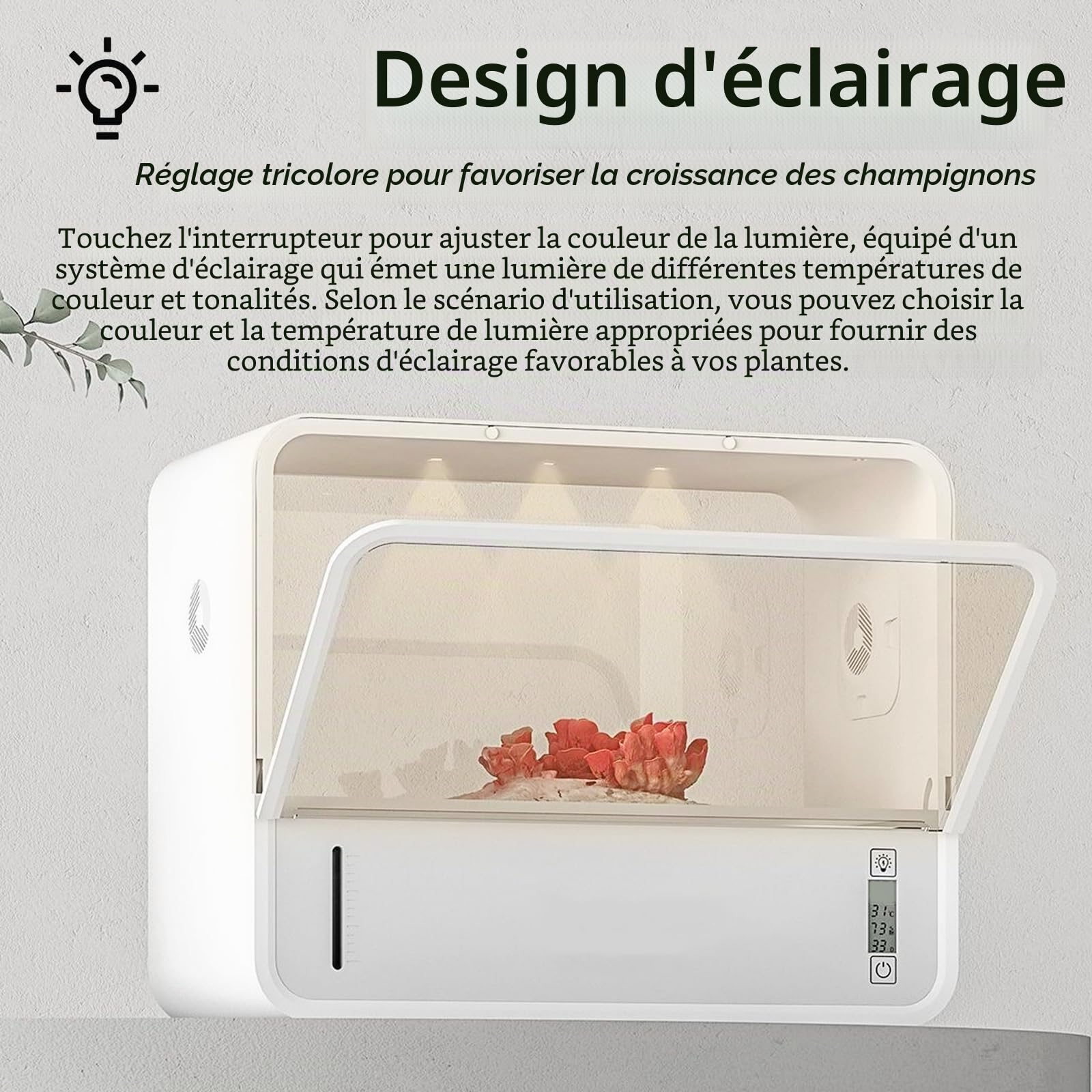 Kit Champignons à Faire Pousser, Tente de Culture de Champignons avec Affichage de la Température et de l'humidité, Boîte de Culture de Champignons, Stations de Propagation de Hotte de Mycologie