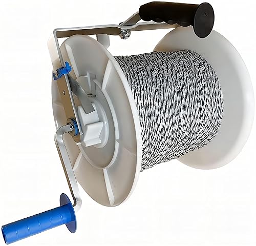Carrete eléctrico mega engranado preenrollado 2296ft 6 hilos de acero inoxidable polywire para su pastoreo diario 1 paquete