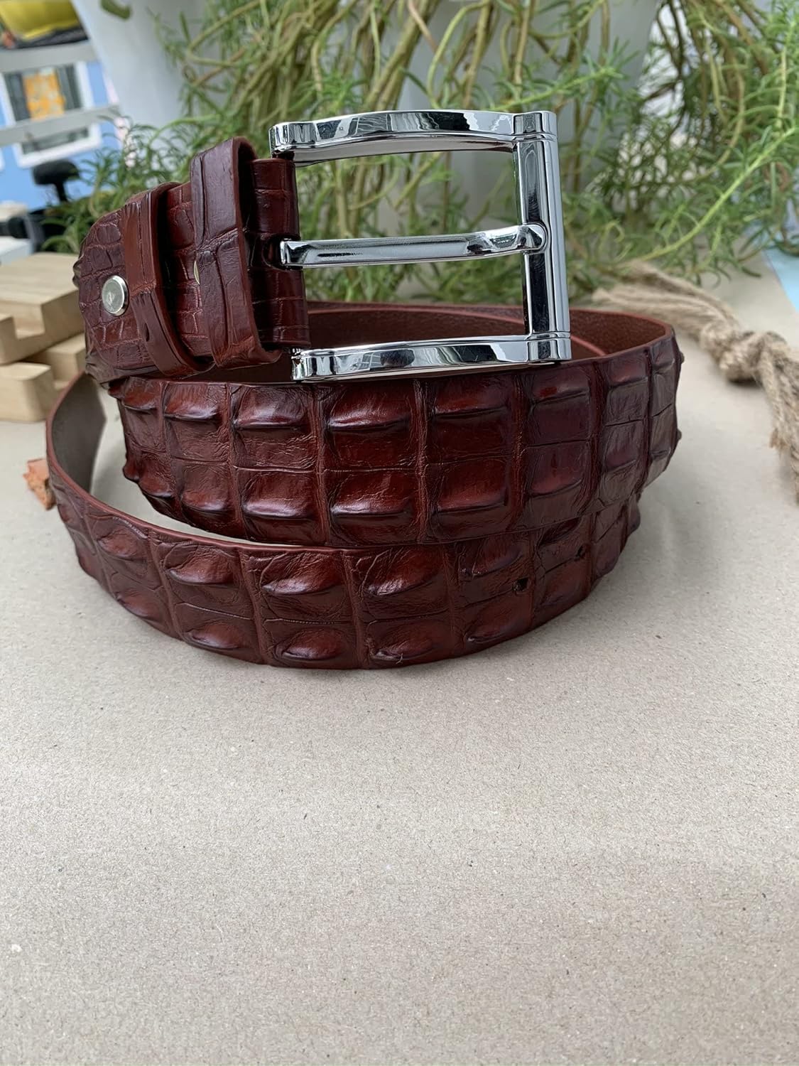 Genuine Alligator leather hornback back bone belts buckle for men, real crocodile skin Men's belts, strap width 1.57"