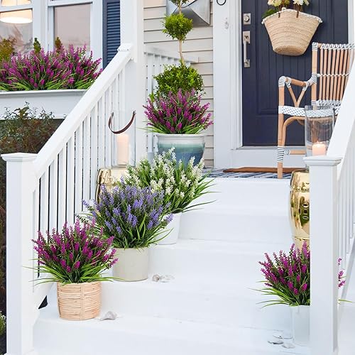 Miniatura 3 de RECUTMS wer Arrangements - Arbustos de plástico sintético resistentes a los rayos UV, decoraciones de primavera para decoración de porche delantero