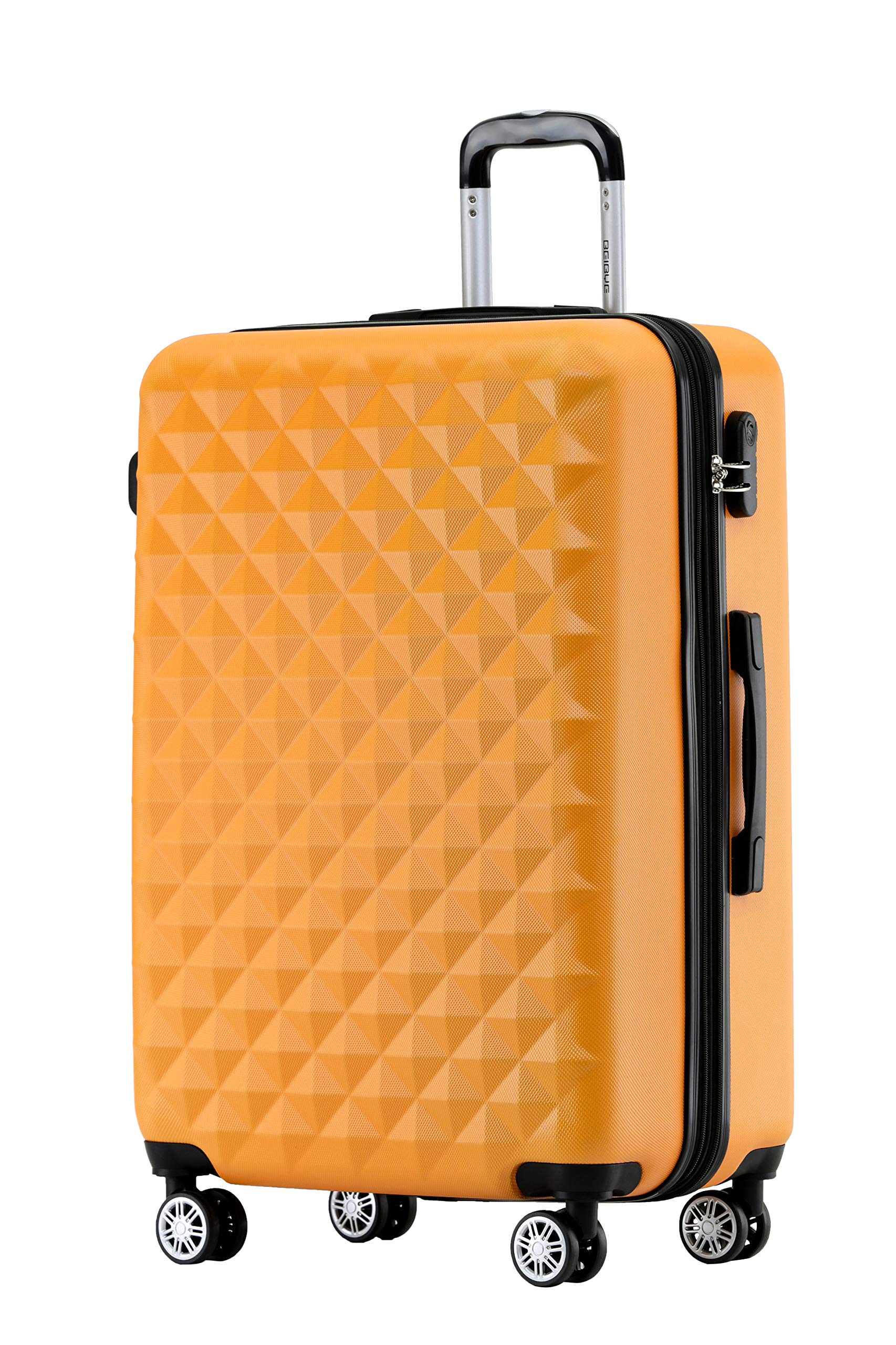 BEIBYE Zwillingsrollen 2066 Hartschale Trolley Koffer Reisekoffer Gepäck M-L-XL-Set (Orangen, L)