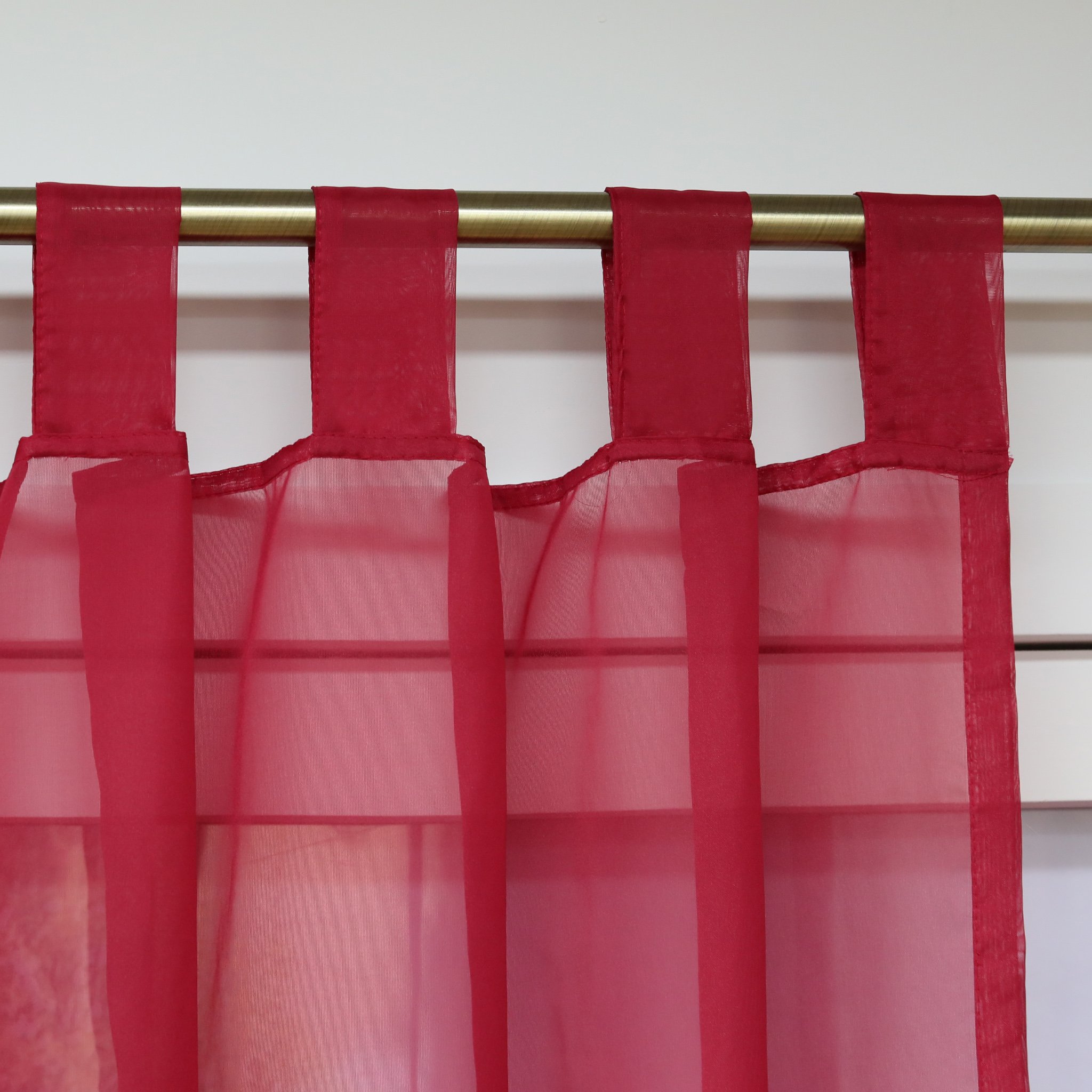 ESLIR Tende con passanti, tenda trasparente per finestra con passanti, voile, rosso, L x A 140 x 245 cm, 1 pezzo