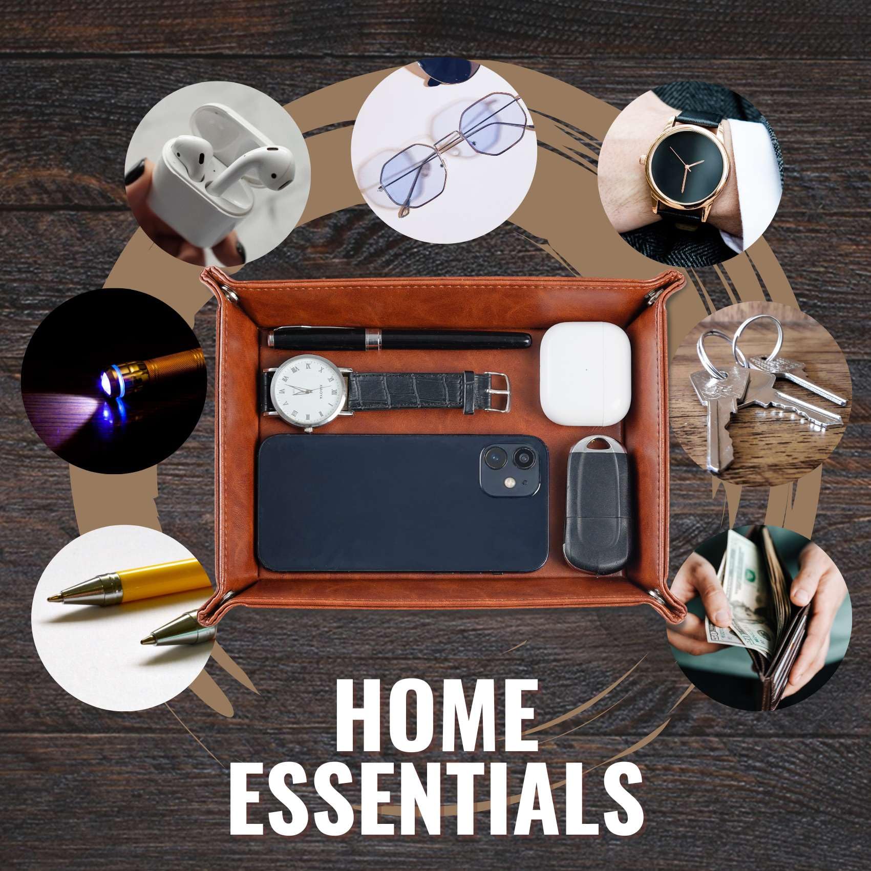 Architect Gifts, Valet Tray for Him & Men, Boyfriend, Husband, Dad, Desktop Organizer PU Leather Tray