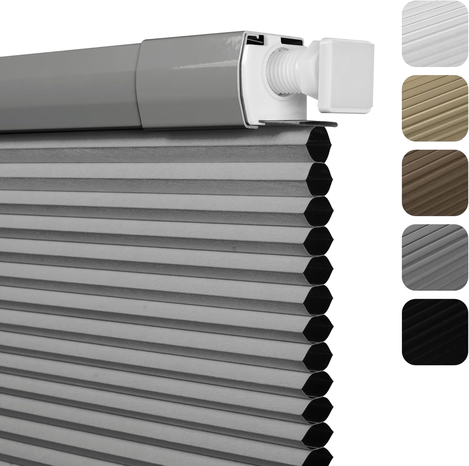 No Drill No Tools Blackout Cellular Shades Easy to Install for Indoor Windows Cordless Honeycomb Blinds Thermal Insulated Noise Reduction,Gray,67" W x 72" H