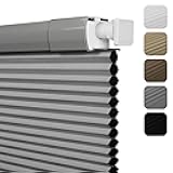 Sulugood No Drill No Tools Blackout Cellular Shades Easy to Install for Indoor Windows Cordless Honeycomb Blinds Noise Reduction Thermal Insulated,Gray,Custom Size