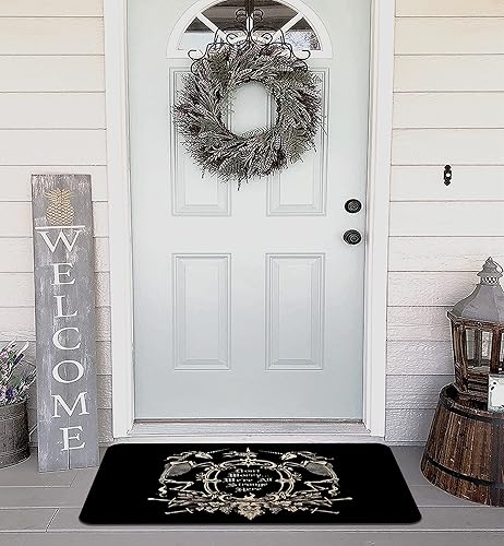 Vista 4 de Tapete gótico con diseño de calavera gótica, 30 x 17 pulgadas, antideslizante, tapete de bienvenida gótico para exteriores, decoración gótica