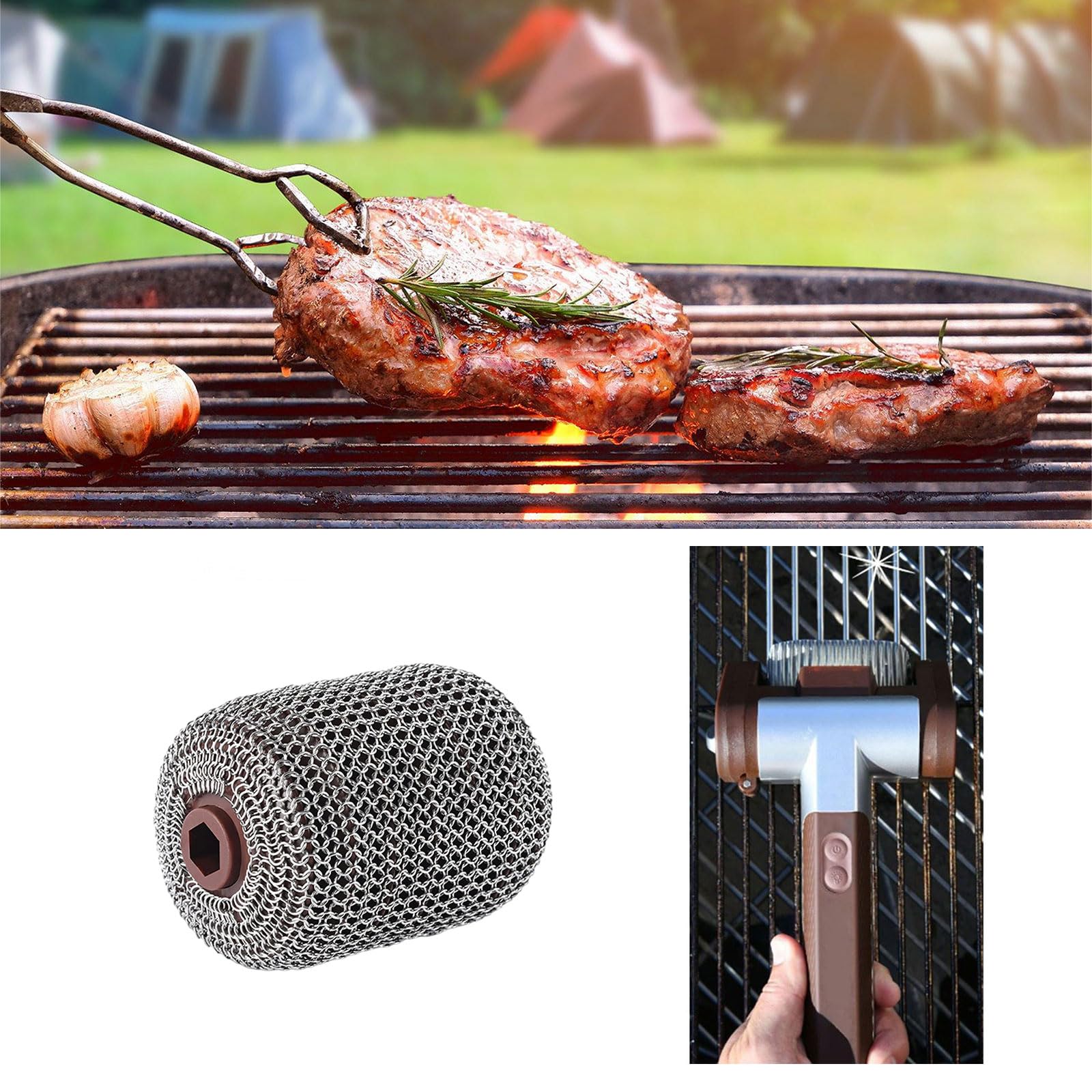 Brosse de tambour en acier inoxydable 304 - Convient à la plupart des équipements de nettoyage de barbecue