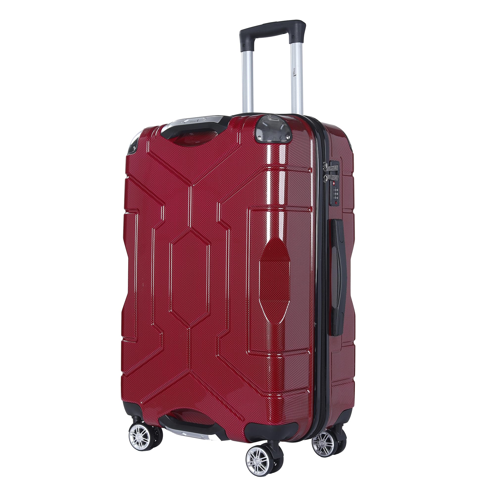 Trolley Bag for Travel Medium Size, 61 Cm Burgandy, ABS+PC Material, 360 Degree Rotating Wheeling Luggage, Trolley Bags for Travel, Suitcase Medium Size, Luggage Trolley, Burgandy Red-image-45