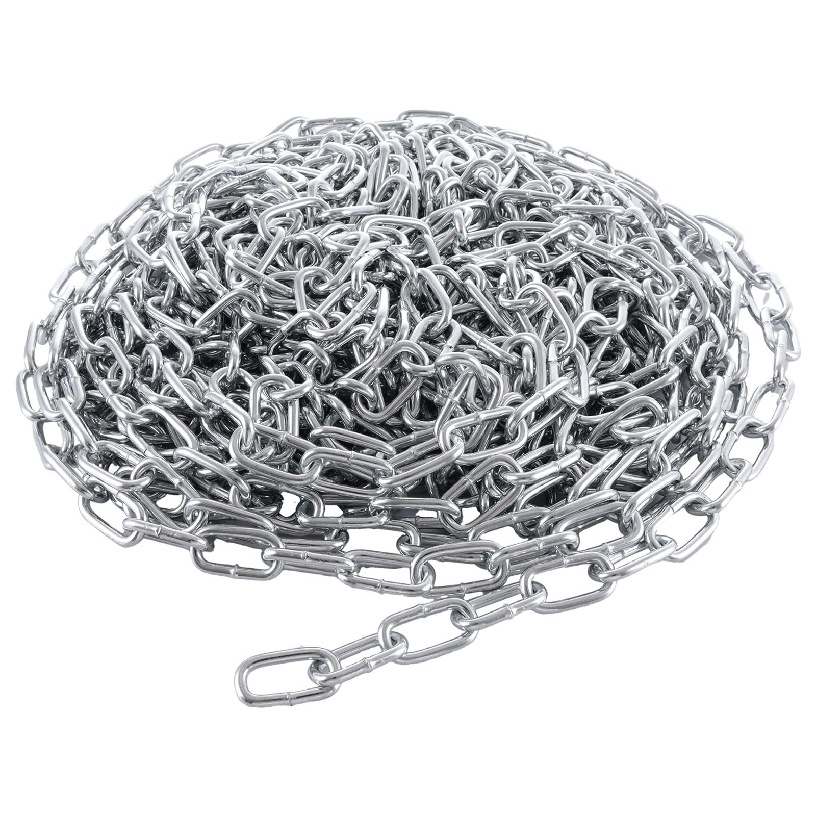 JMIATRY Cadena de acero inoxidable 304 de 15 metros de longitud, eslabones de cadena resistentes de 4 mm, cadenas de eslabones soldados de acero galvanizado para puerta de valla, puertas de garaje