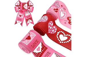 AnyDesign 3 Roll Valentine's Day Ribbon for Wreaths