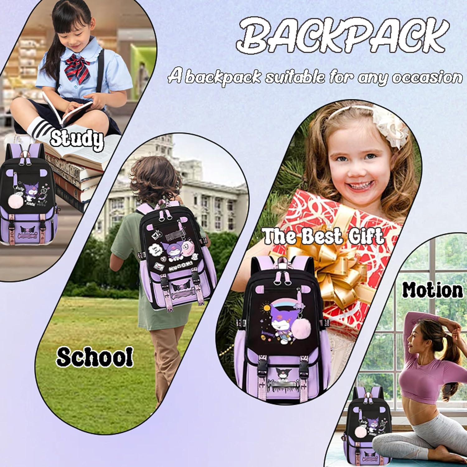 Roffatide Anime Backpack Printed Business Casual Laptop Shoulders Backpack Travel Hiking Daypacks Rucksack 17 Inch A | Anime, Printed, Shoulders Backpack, Travel, Hiking, Daypacks