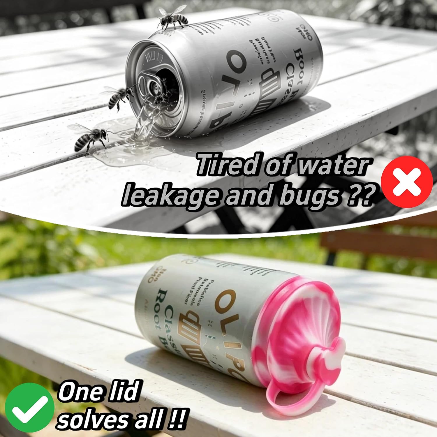 DIPESI 6 Pack Silicone Soda Can Lids with Straws, Fits Standard Cans