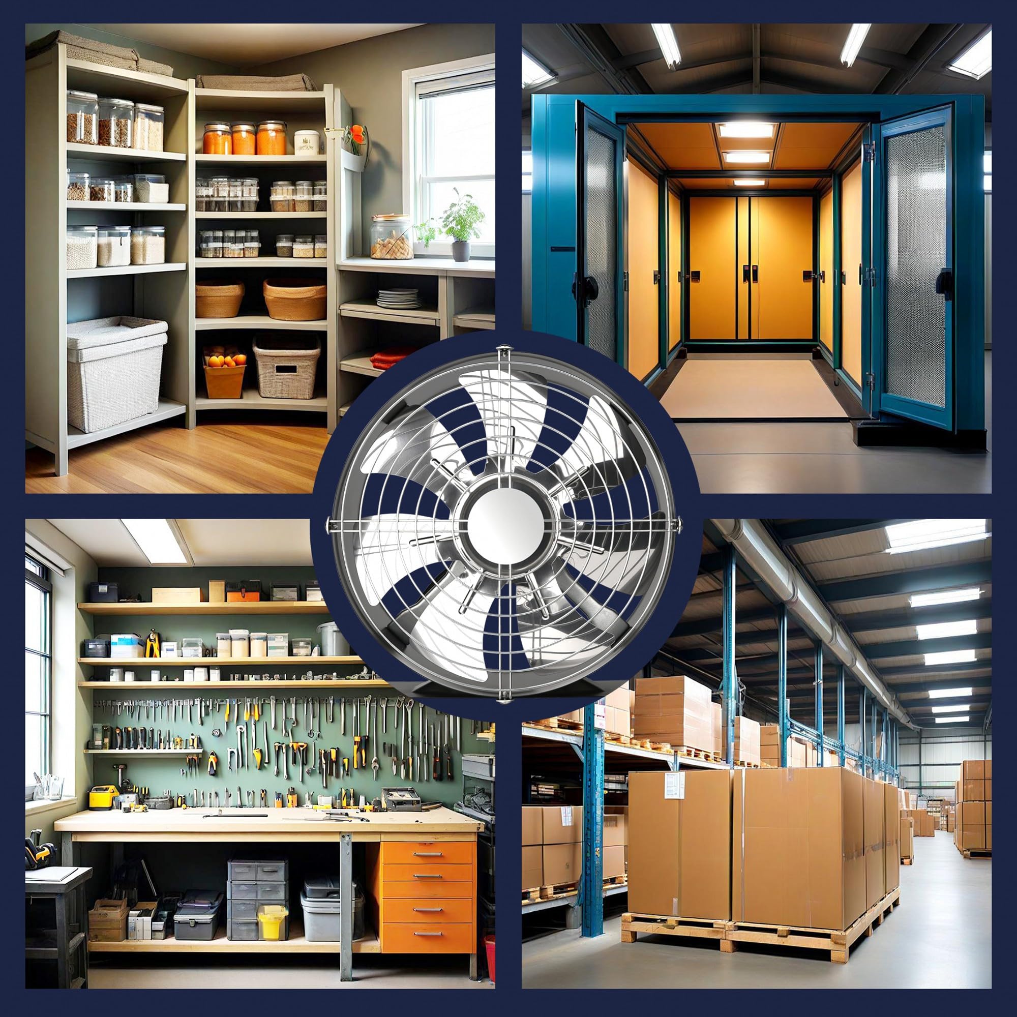 20,3 cm Inline-K-Ventilator, mit Schalter, geräuscharm, hoher Luftstrom, Abluftventilator aus Metall mit Halterung und Netz, für Keller, Garage, Dachboden, Küche (schwarz)