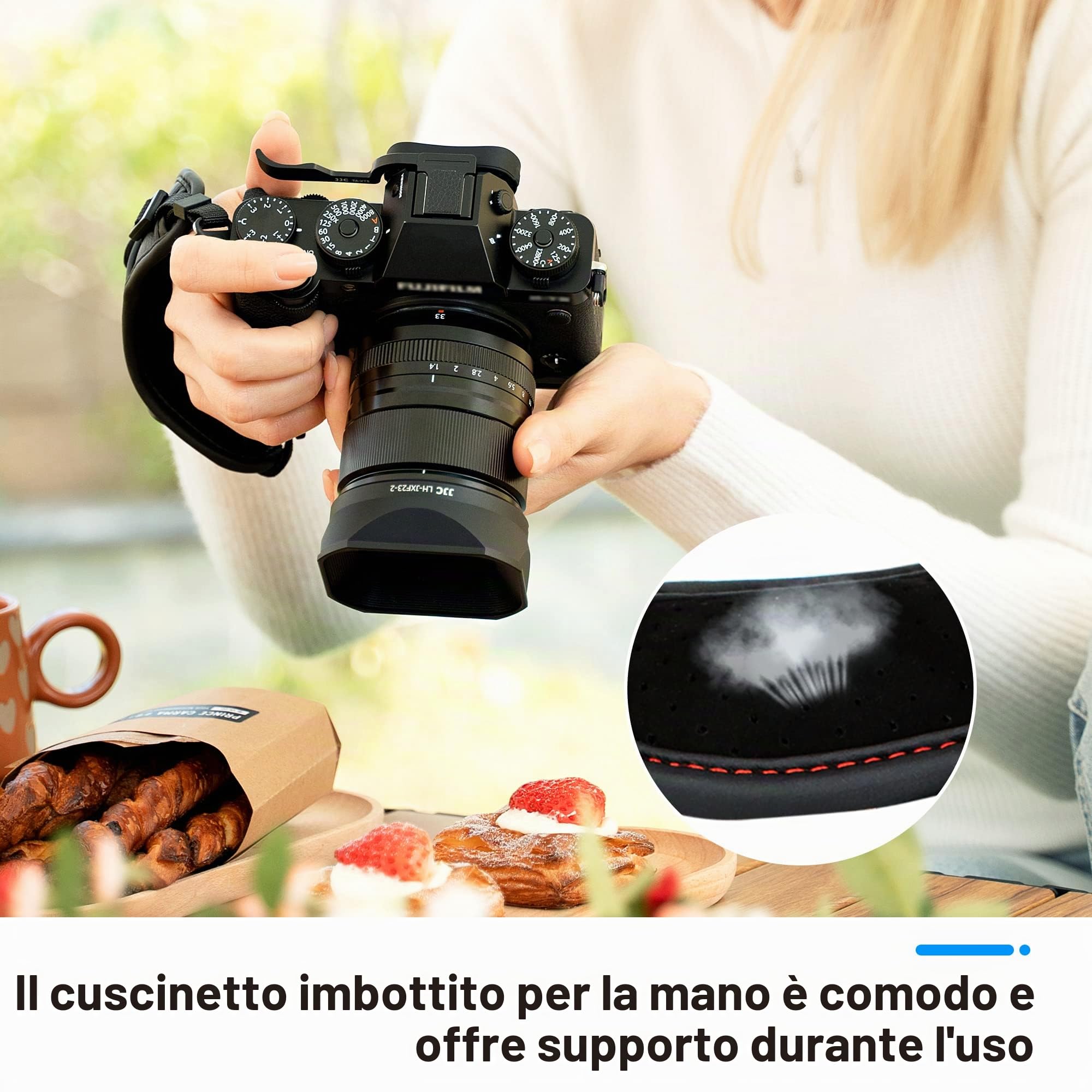 JJC Cinghia da Polso per Fotocamera DSLR con Piastra Tipo Arca per Canon EOS 6D 5D 7D 2000D 90D 80D Powershot SX70 Rebel T8i T7i Nik. D750 D780 D850 D7500 D7200 D5600 Coolpix P1000 (ROSSO)