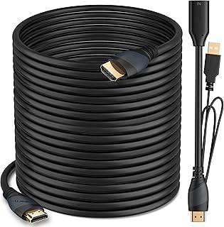 HDMI Cable 4K (100 Feet) GearIT - High Speed HDMI In-Wall CL3 Rated with Signal Booster - 4K, 1080P, 3D, ARC, Ethernet, Video - Supports Xbox PS3 PS4 PS5 TV Monitor HDTV- 100ft