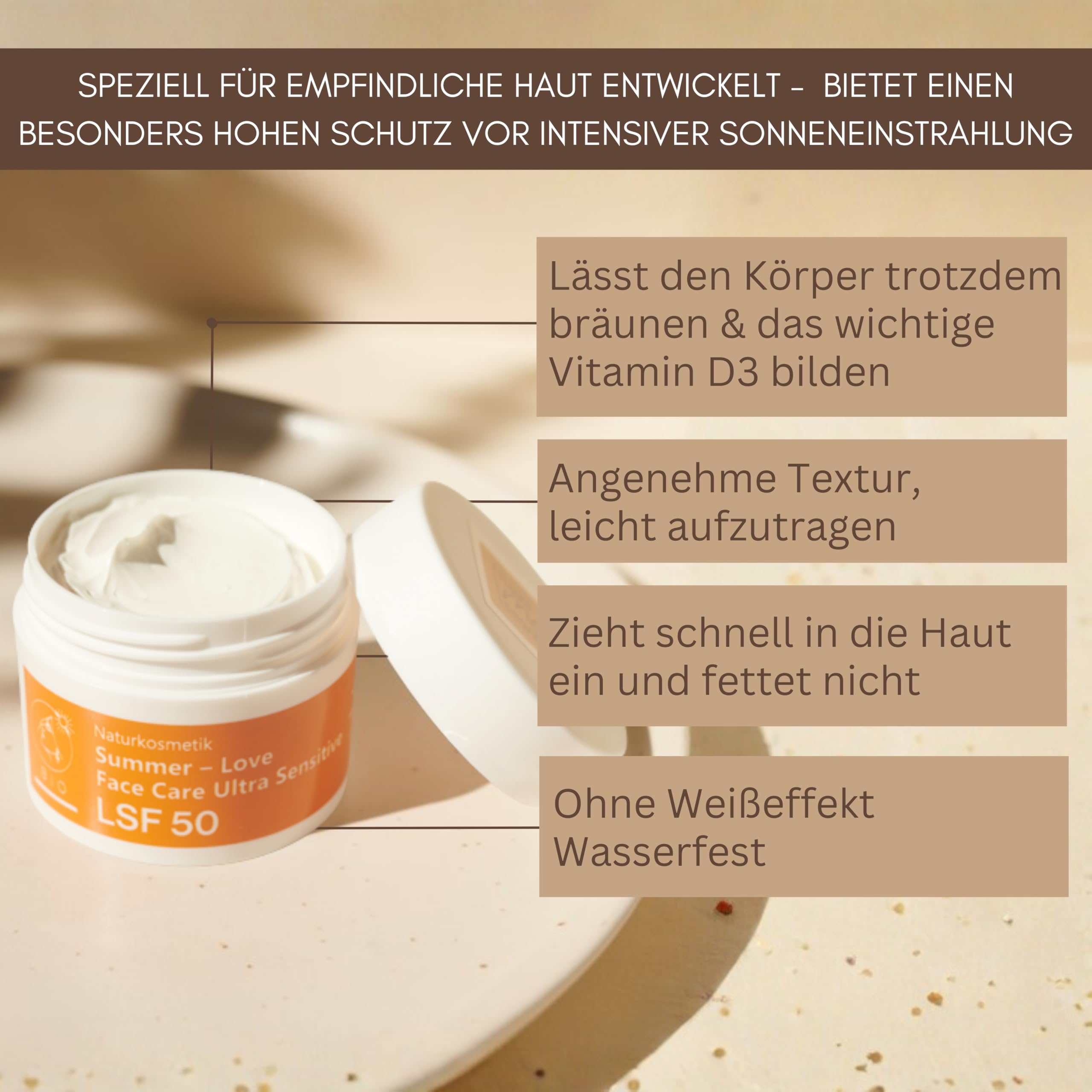 Thats me organic Bio Sonnenschutzcreme LSF50 (50 ml) – Sonnenschutz Gesicht, wasserfest und ideal für empfindliche Haut – NATRUE Bio-zertifizierte Sonnencreme Gesicht – Vegan