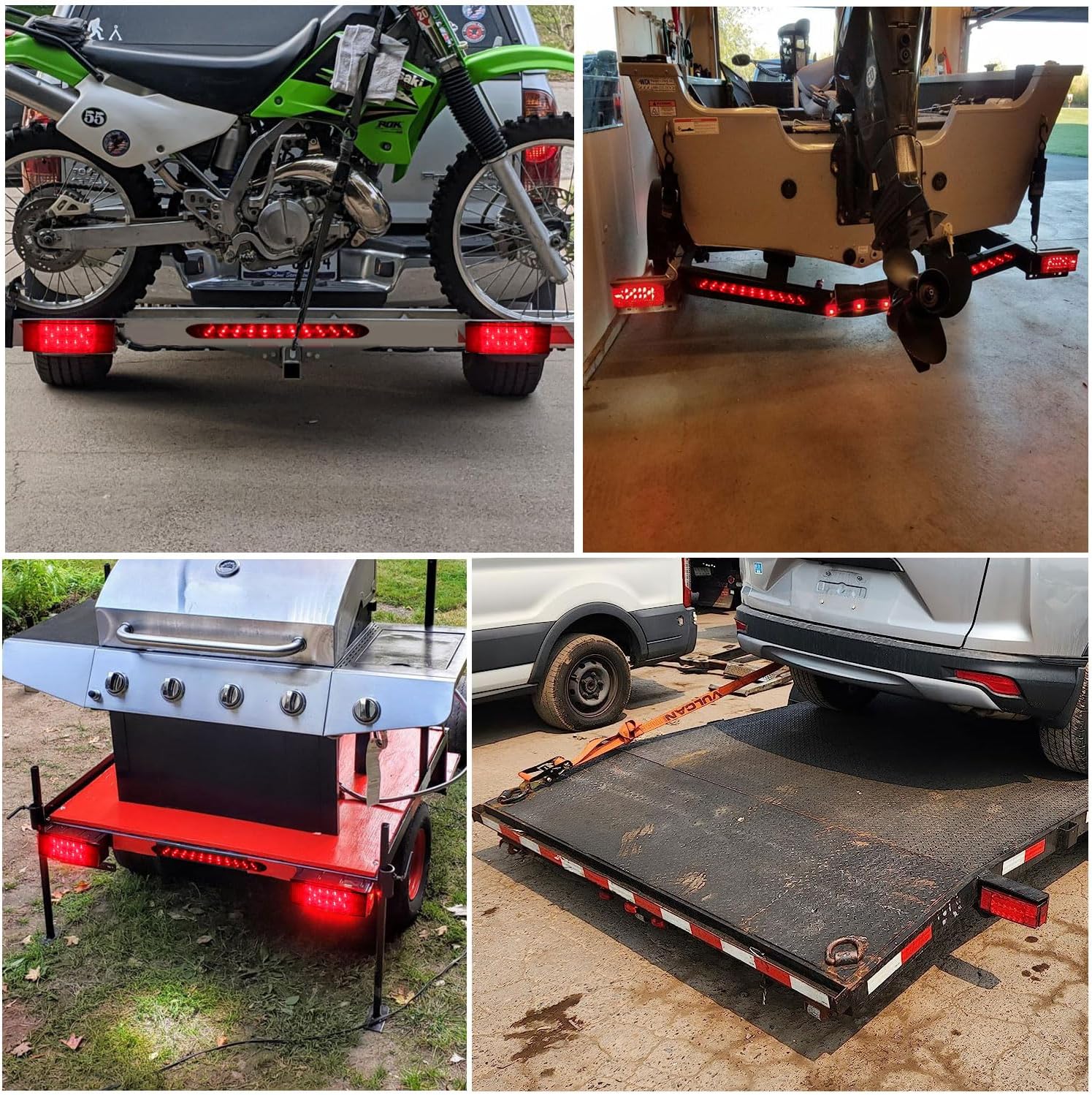 Submersible LED Trailer Tail Light Kit, Rectangular Trailer Lights+ID Bar+6 Markers, Combined Stop Turn License Plate Running Lamps with 29FT Wiring Harness Reflective Stickers, 12V