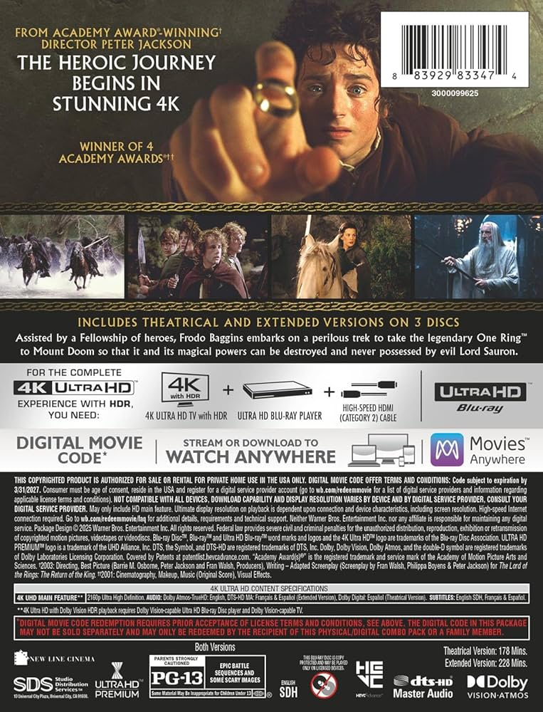 ITTA SRG#44 Steelbook Edition 新品未開封 Amazon.com: Lord of the Rings: Fellowship of the Ring