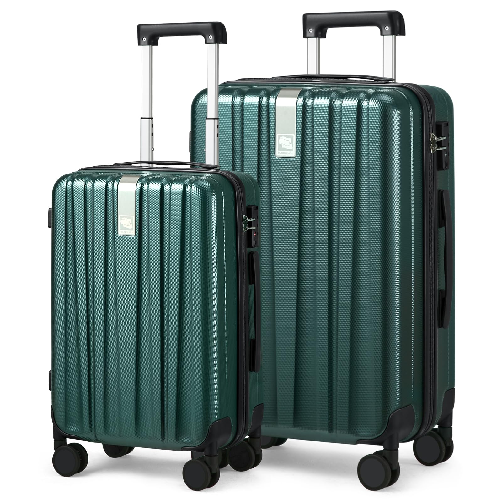 Hanke Luggage Sets 2 piece Carry On Luggage with Wheels PC Hard Shell Suitcases Lightweight Travel Luggage Travel Suitcase Woman Men 20/29 Inch (Blackish Green)